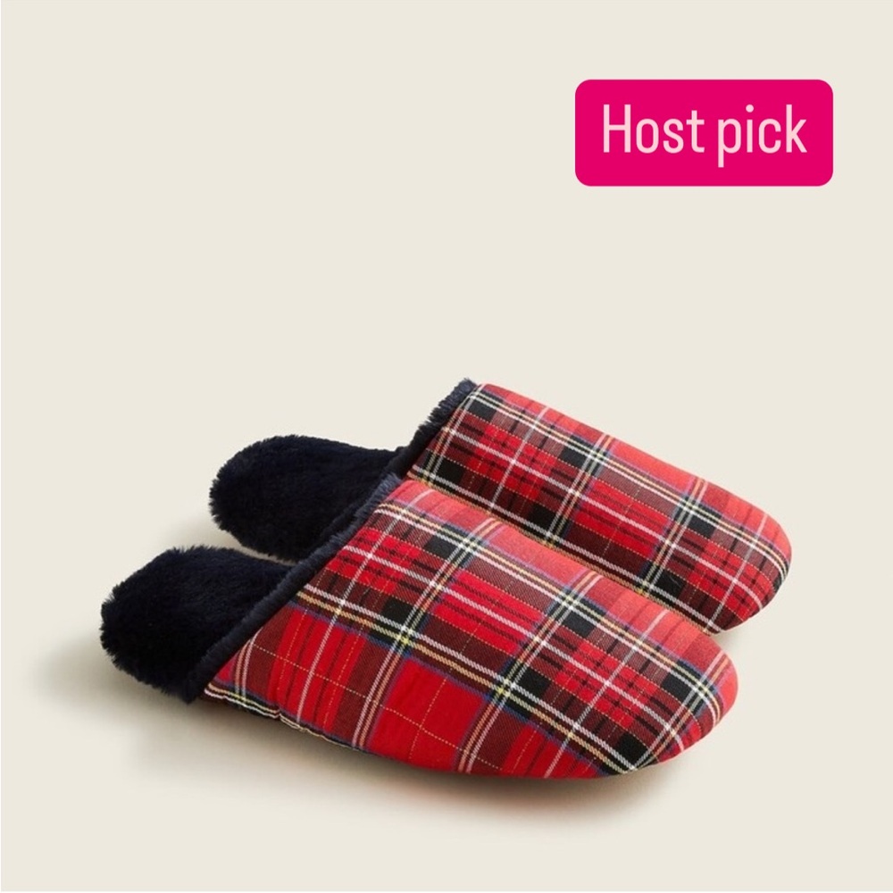 NWT | J. Crew Sherpa-lined slippers in plaid
